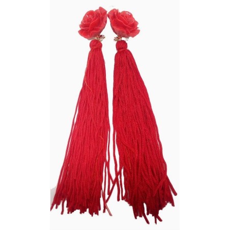 PENDIENTES FLOR PLÁSTICO CON FLECOS