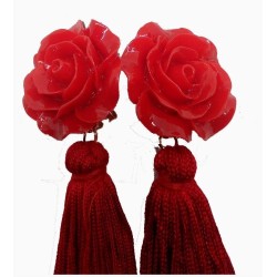 PENDIENTES FLOR PLÁSTICO CON FLECOS 2