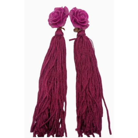 PENDIENTES FLOR PLÁSTICO CON FLECOS