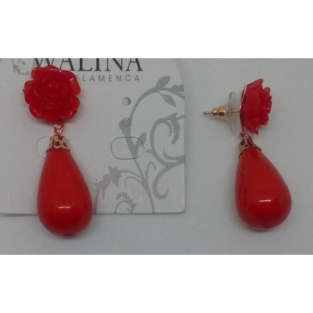 PENDIENTES FLAMENCA LÁGRIMAS CON FLOR MEDIANOS