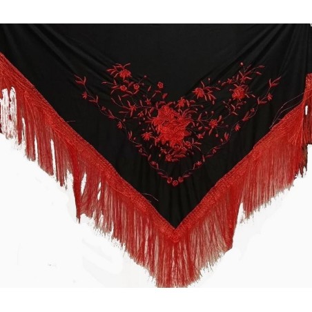 MANTÓN PICO FLAMENCO NEGRO BORDADO ADULTO