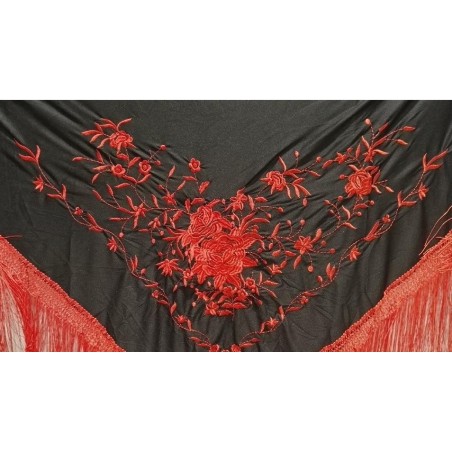 MANTÓN PICO FLAMENCO NEGRO BORDADO ADULTO