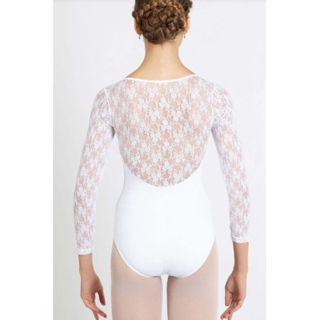 MAILLOT MANGA LARGA CON ENCAJE FLORES