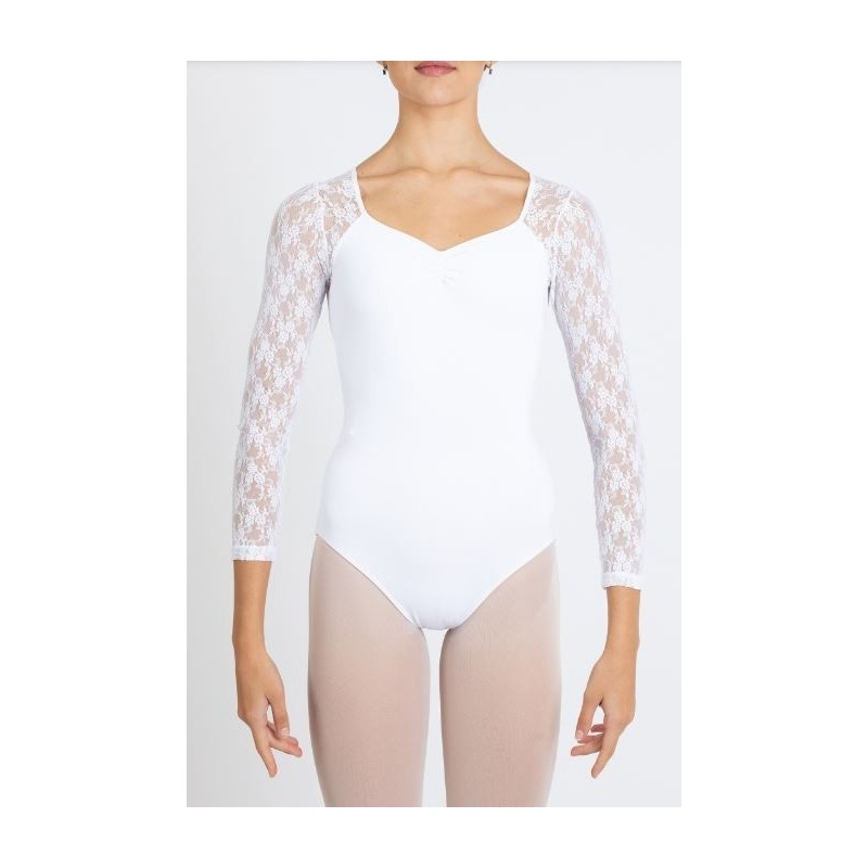 MAILLOT MANGA LARGA CON ENCAJE FLORES