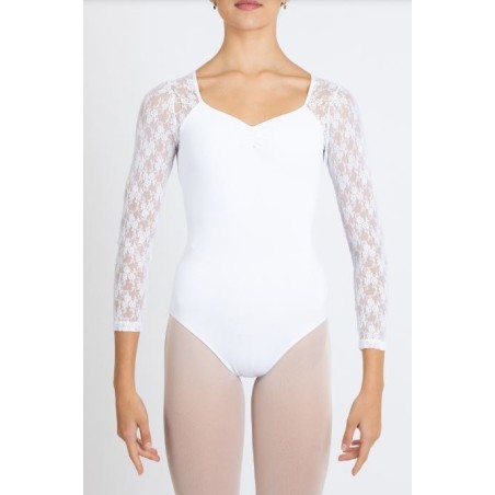 MAILLOT MANGA LARGA CON ENCAJE FLORES