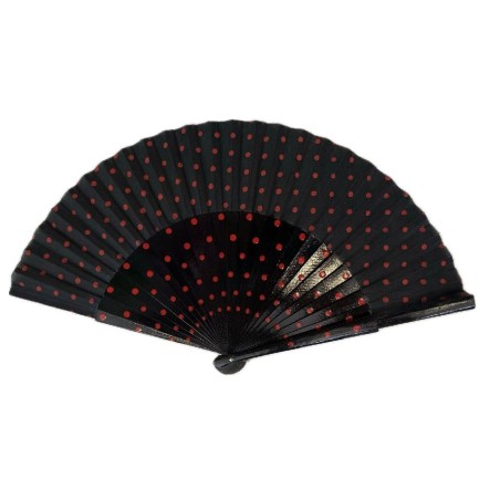 ABANICO SEMIPERICÓN NEGRO LUNAR ROJO
