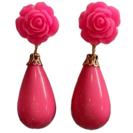 PENDIENTES FLAMENCA LÁGRIMAS CON FLOR MEDIANOS