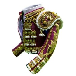 CHAQUETILLA TORERO MINI FUCSIA Y ORO CON PIEDRAS 2