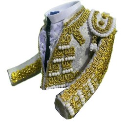 CHAQUETILLA TORERO MINI GRIS PERLA Y ORO 2