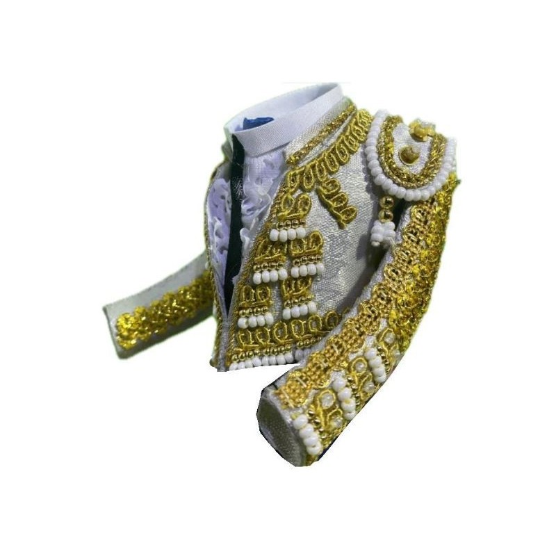 CHAQUETILLA TORERO MINI GRIS PERLA Y ORO