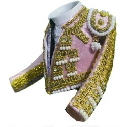 CHAQUETILLA TORERO MINI ROSA CLARO Y ORO 2