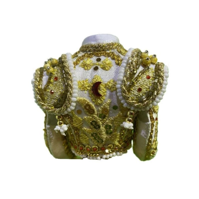 CHAQUETILLA BLANCA Y ORO CON PIEDRAS ROJAS