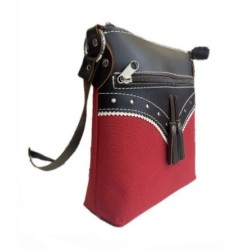 BOLSO TELA Y CUERO CON FLECOS 2