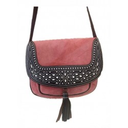 BOLSO PIEL Y CUERO CORAL