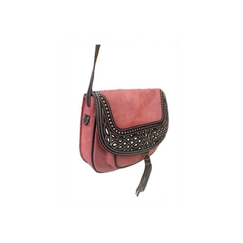 BOLSO PIEL Y CUERO CORAL
