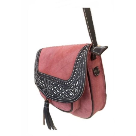BOLSO PIEL Y CUERO CORAL
