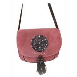 BOLSO PIEL Y CUERO CORAL CÍRCULO