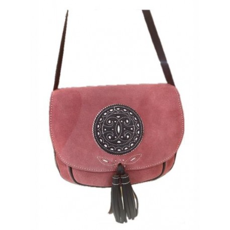 BOLSO PIEL Y CUERO CORAL