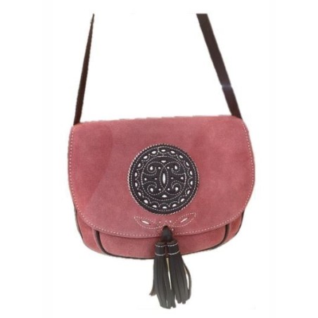 BOLSO PIEL Y CUERO CORAL CÍRCULO
