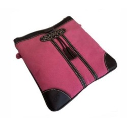 BOLSO TELA Y CUERO ROSA 2