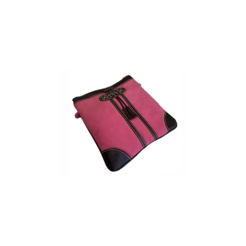 BOLSO TELA Y CUERO ROSA