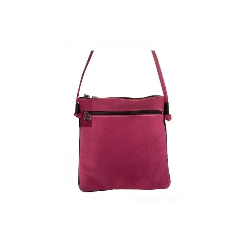 BOLSO TELA Y CUERO ROSA