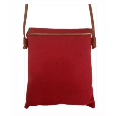 BOLSO TELA ROJO Y CUERO