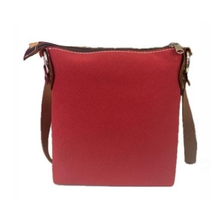 BOLSO TELA Y CUERO CON FLECOS