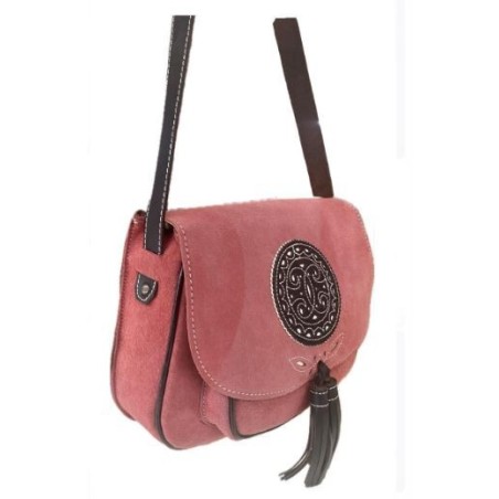 BOLSO PIEL Y CUERO CORAL CÍRCULO