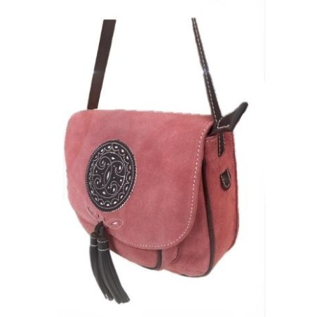 BOLSO PIEL Y CUERO CORAL CÍRCULO