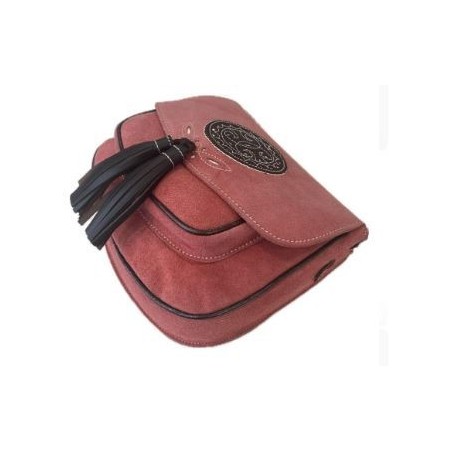 BOLSO PIEL Y CUERO CORAL CÍRCULO
