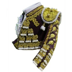CHAQUETILLA TORERO MINI BERENJENA Y ORO 2