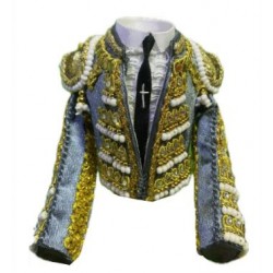 CHAQUETILLA TORERO MINI GRIS PLOMO Y ORO