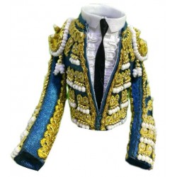 CHAQUETILLA TORERO MINI AZUL AZAFATA Y ORO