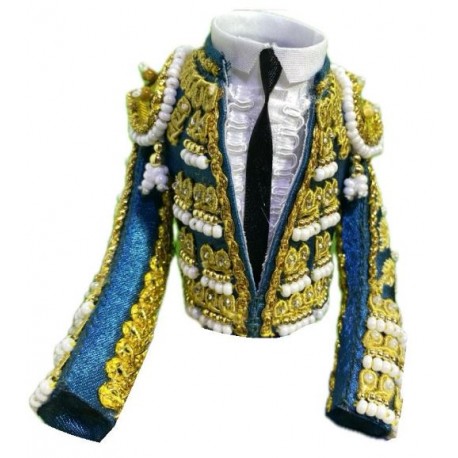 CHAQUETILLA TORERO MINI AZUL AZAFATA Y ORO