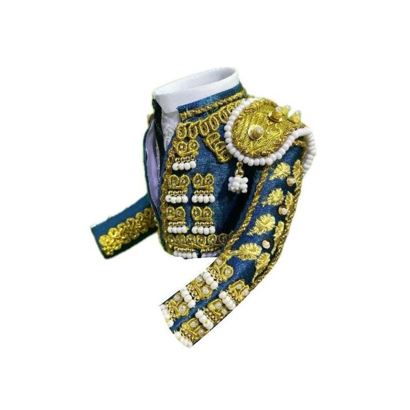 CHAQUETILLA TORERO MINI AZUL AZAFATA Y ORO