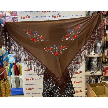 MANTÓN PICO FLAMENCO BORDADO FLORES ADULTO