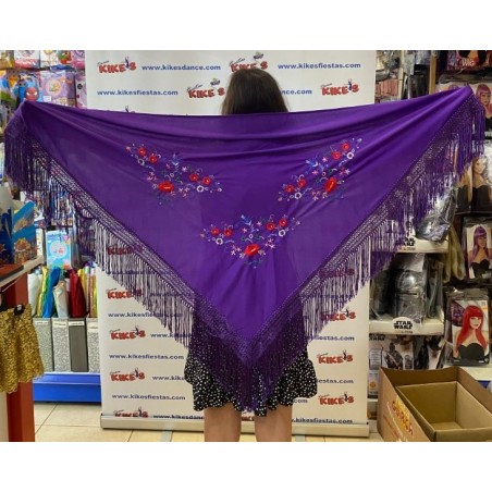 MANTÓN PICO FLAMENCO BORDADO FLORES ADULTO