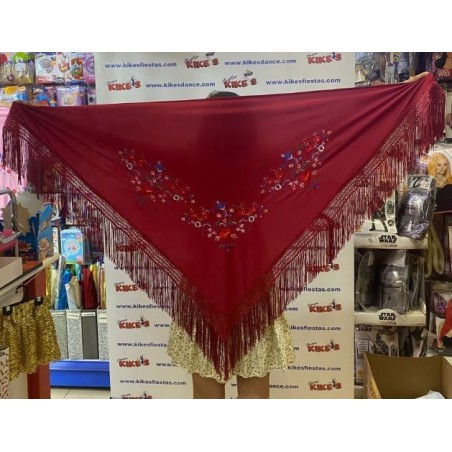 MANTÓN PICO FLAMENCO BORDADO FLORES ADULTO