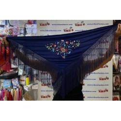 MANTÓN FLORES AZUL MARINO BORDADO 2