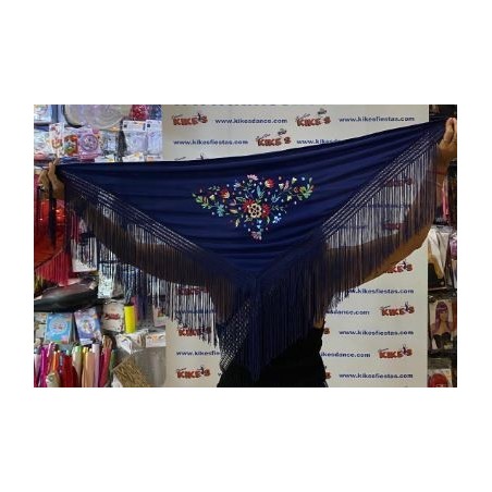 MANTÓN FLORES AZUL MARINO BORDADO