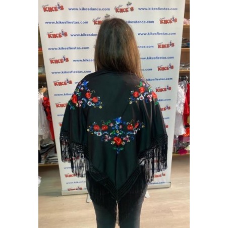 MANTÓN PICO FLAMENCO BORDADO FLORES ADULTO