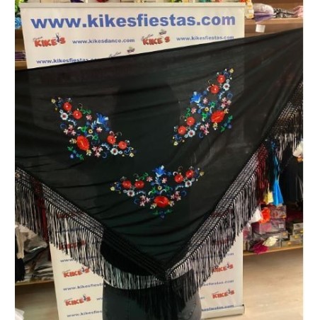 MANTÓN PICO FLAMENCO BORDADO FLORES ADULTO