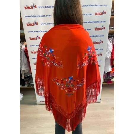 MANTÓN PICO FLAMENCO BORDADO FLORES ADULTO
