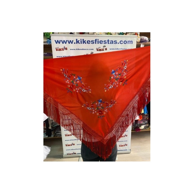 MANTÓN PICO FLAMENCO BORDADO FLORES ADULTO