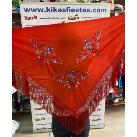 MANTÓN PICO FLAMENCO BORDADO FLORES ADULTO
