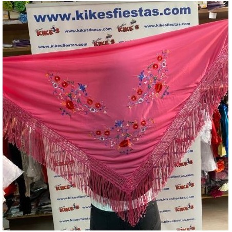 MANTÓN PICO FLAMENCO BORDADO FLORES ADULTO