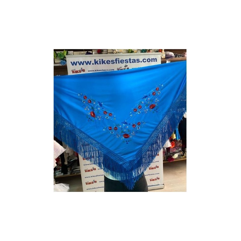 MANTÓN PICO FLAMENCO BORDADO FLORES ADULTO