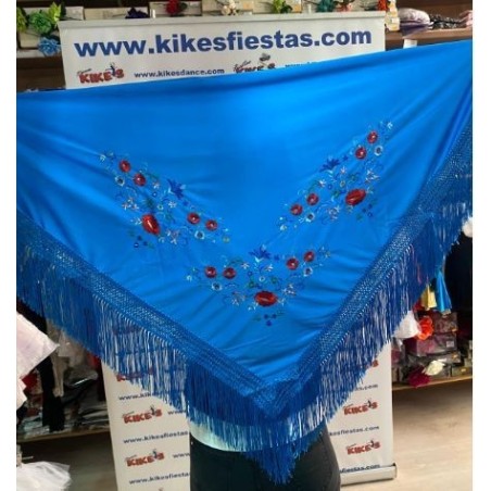 MANTÓN PICO FLAMENCO BORDADO FLORES ADULTO