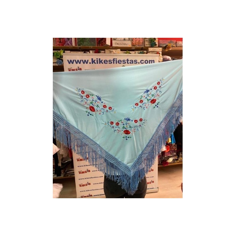MANTÓN PICO FLAMENCO BORDADO FLORES ADULTO
